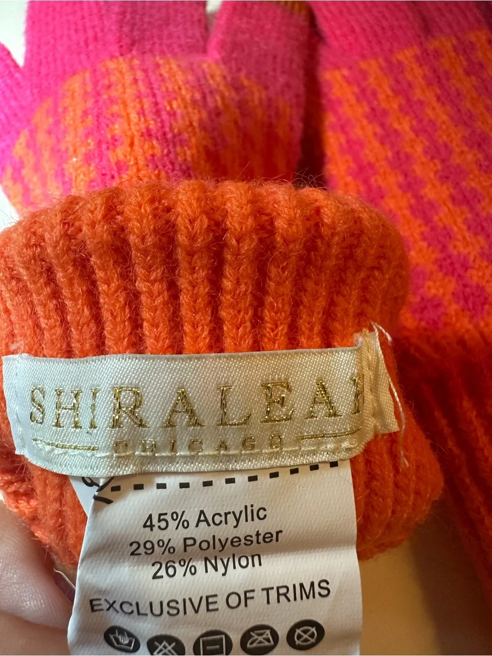 Shiraleah Pink and Orange Knit Touchscreen Gloves